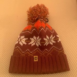 NWT Timberland Fair Isle Beanie With Pom & Ribbed Cuff. Multi Colored.Retail $45